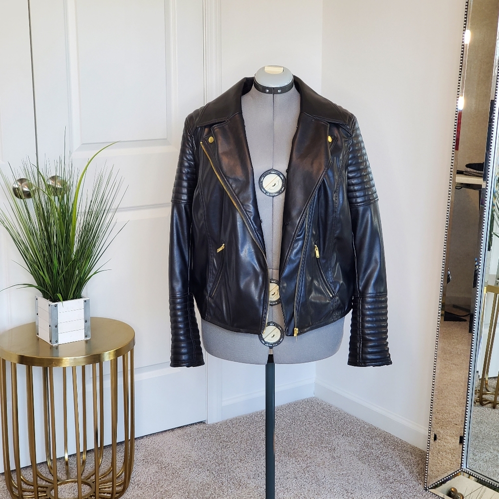 H&M Women's Biker Jacket XL Black - Picture 5 of 11